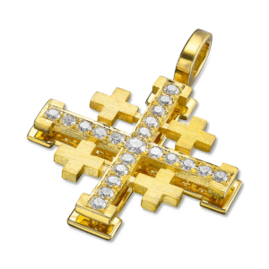 Gold Diamond Jerusalem Cross Pendant Necklace | Size A - 18K Rose Gold