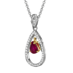 Pear Ruby Necklace