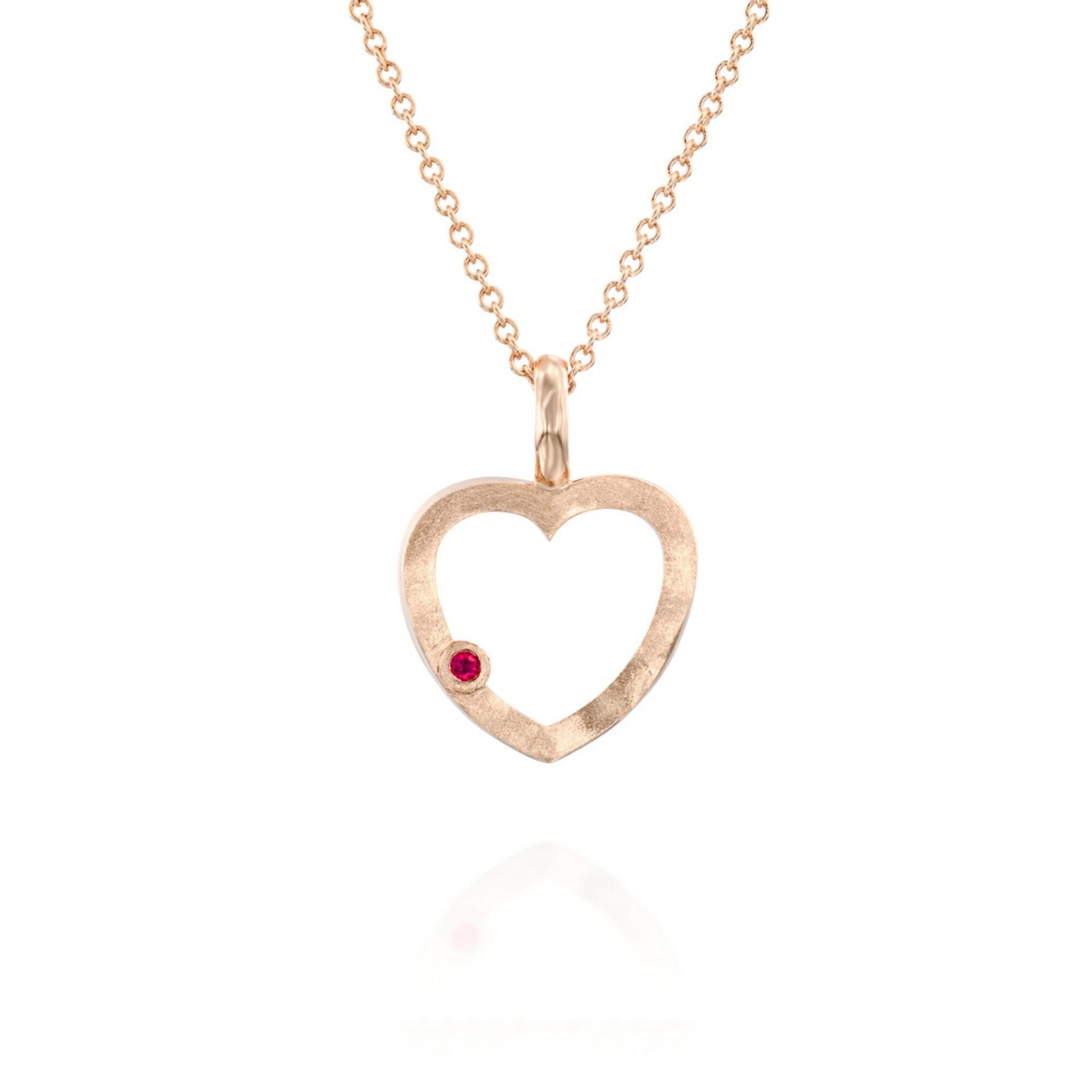 Design Ruby Heart Necklace - 18K Rose Gold
