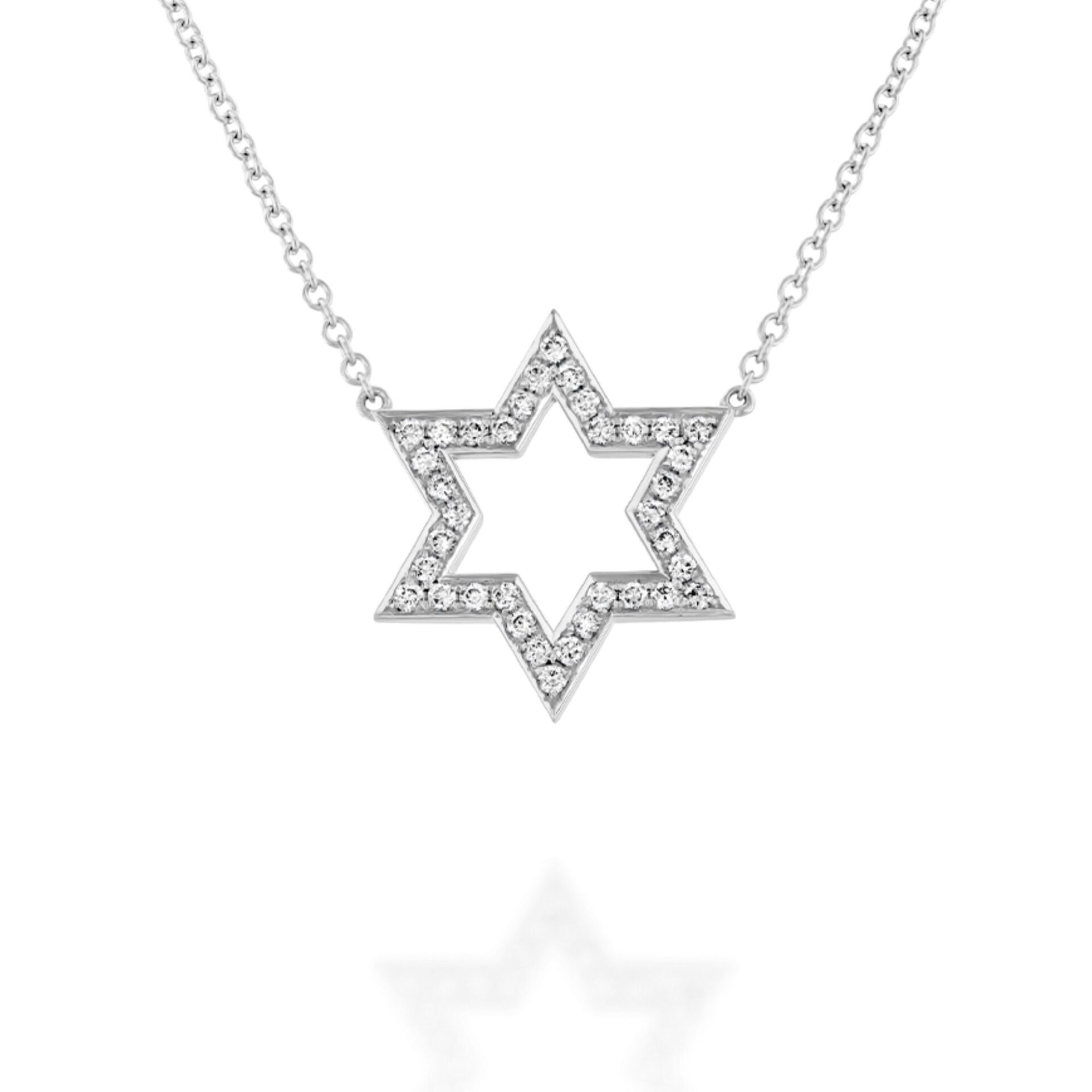 18K Gold Diamond Star of David Necklace