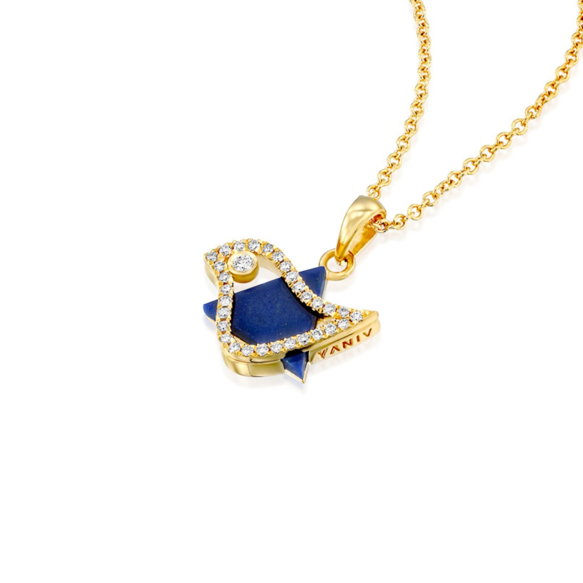 Star of David & Dove of Peace Diamond Pendant - 18K Yellow Gold