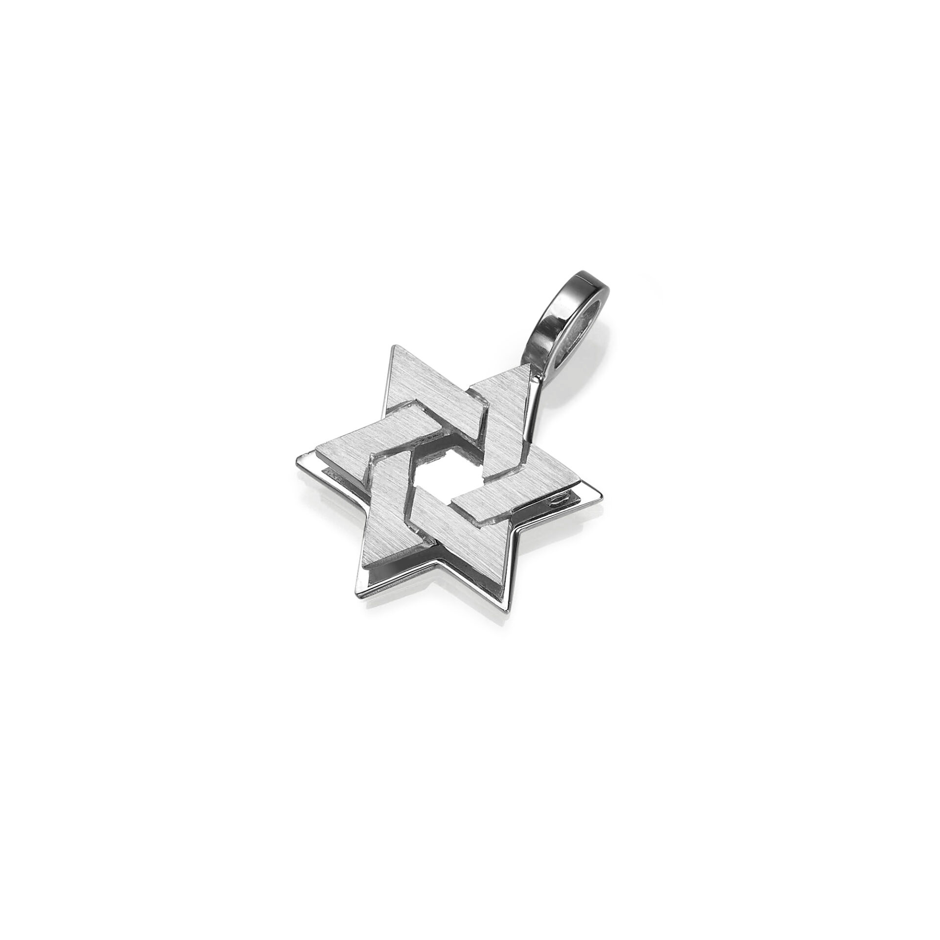 Double Star of David Pendant Necklace Size A - 18K White Gold