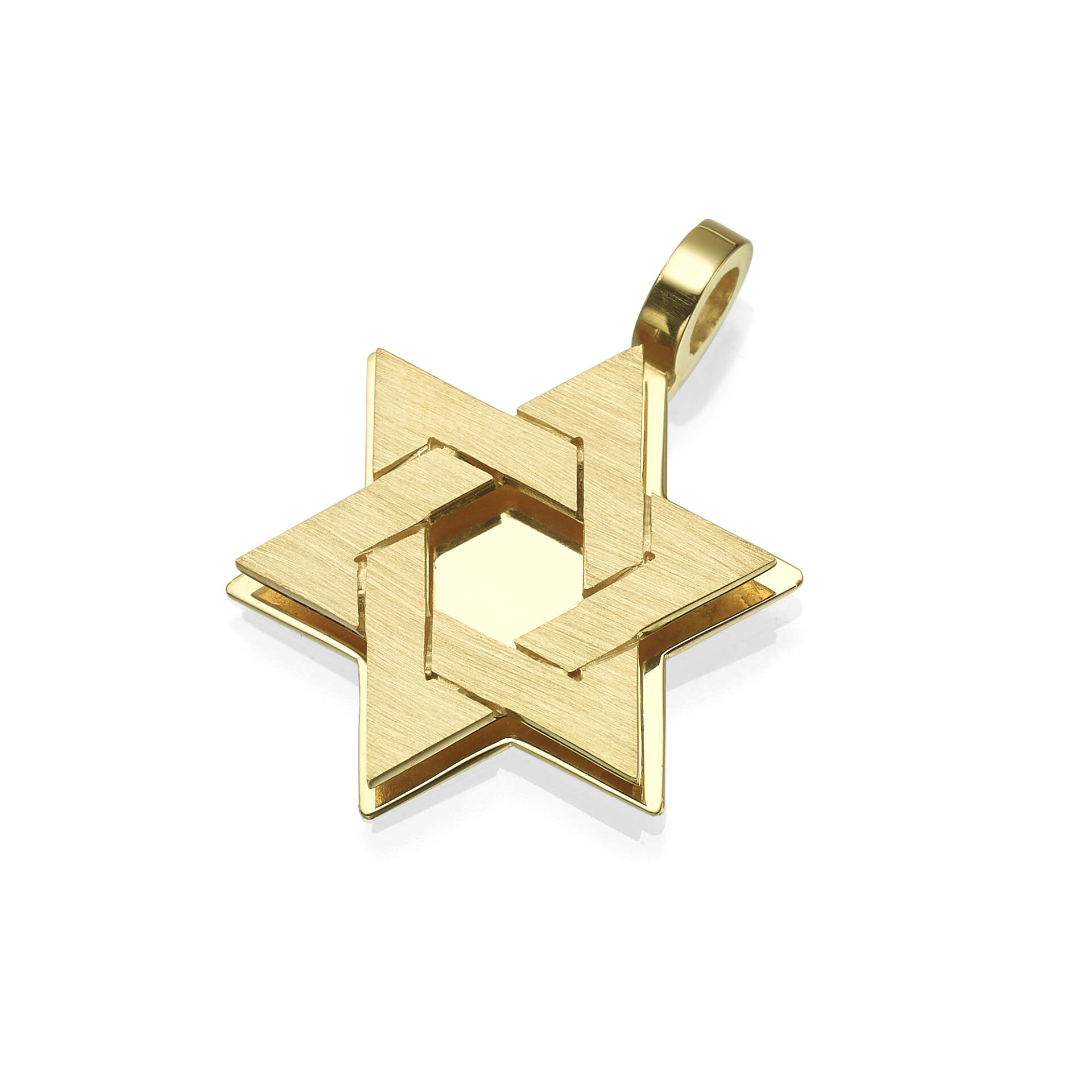 Double Star of David Pendant Necklace Size C - 18K Yellow Gold