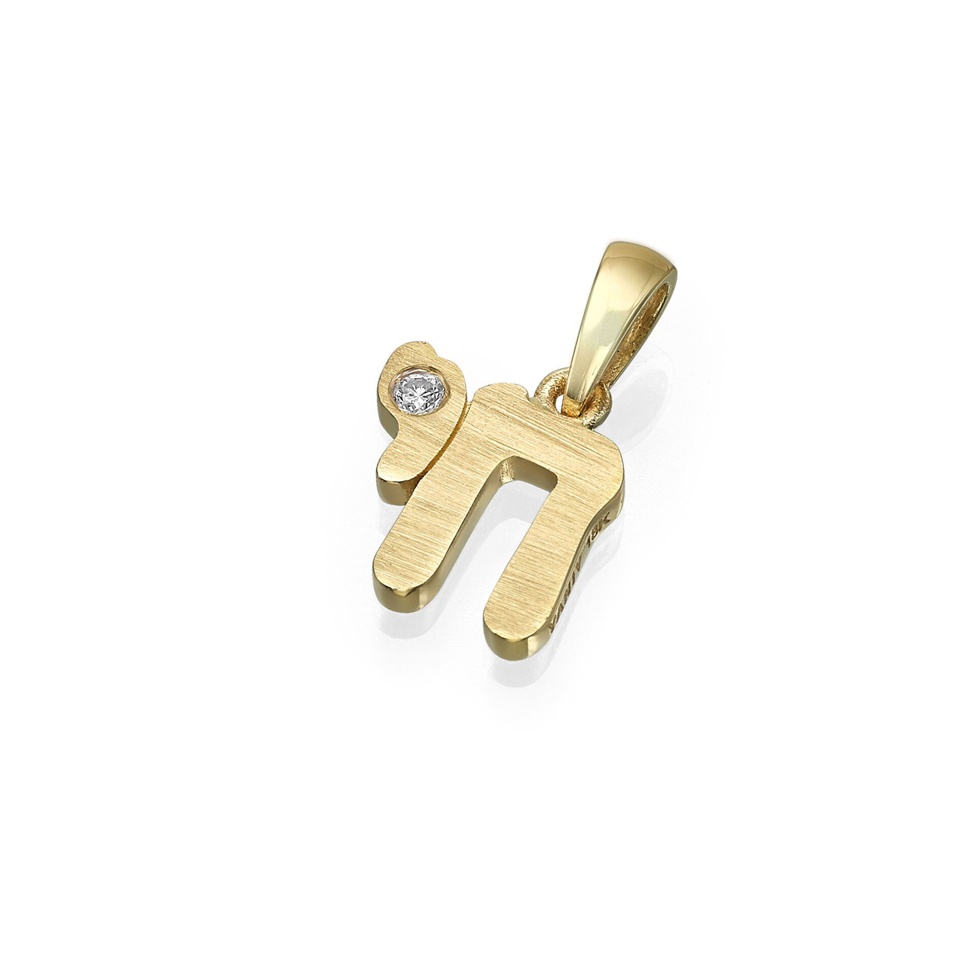 Diamond Chai pendant - 18K Yellow Gold