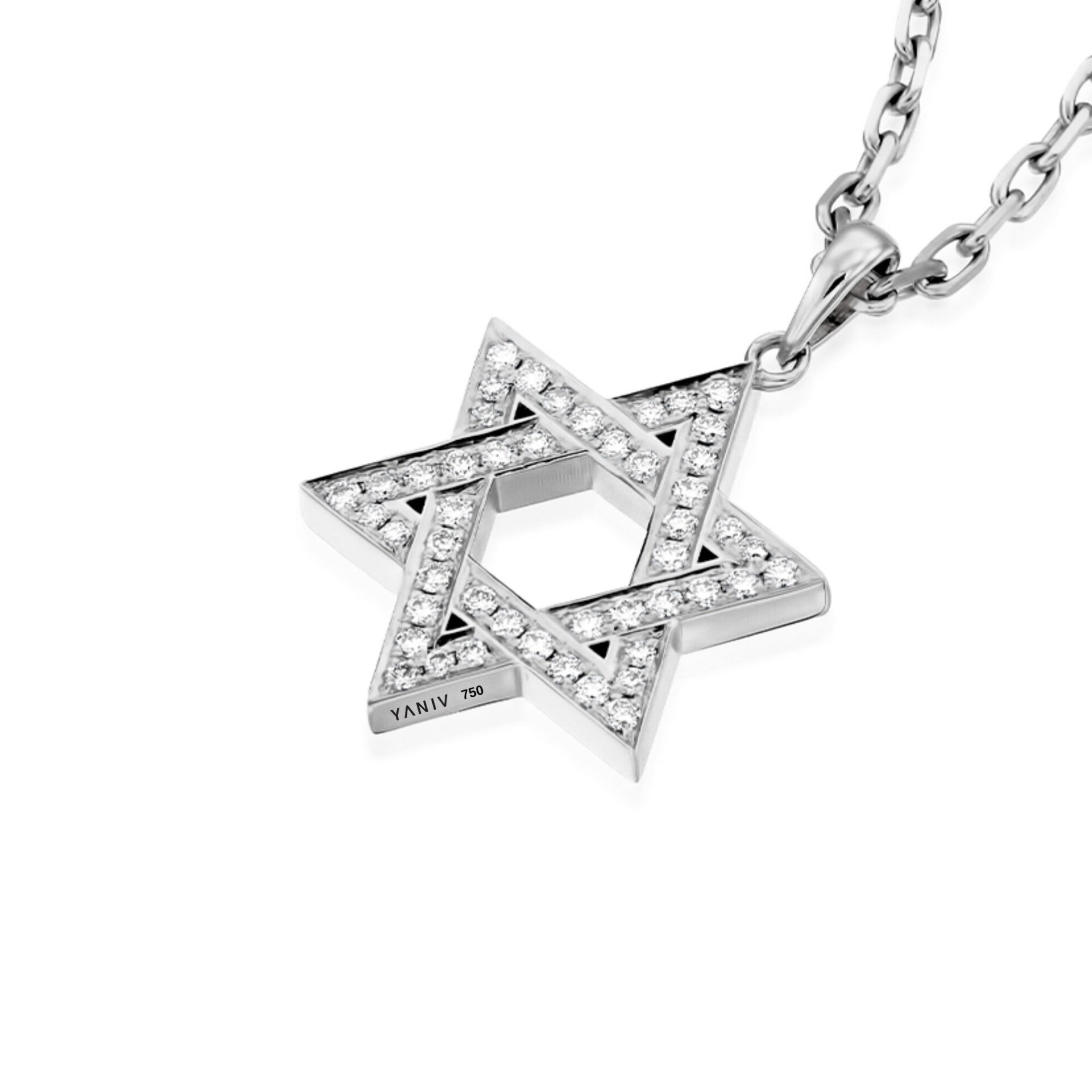 Pavé Diamond Star of David Pendant Necklace Size C