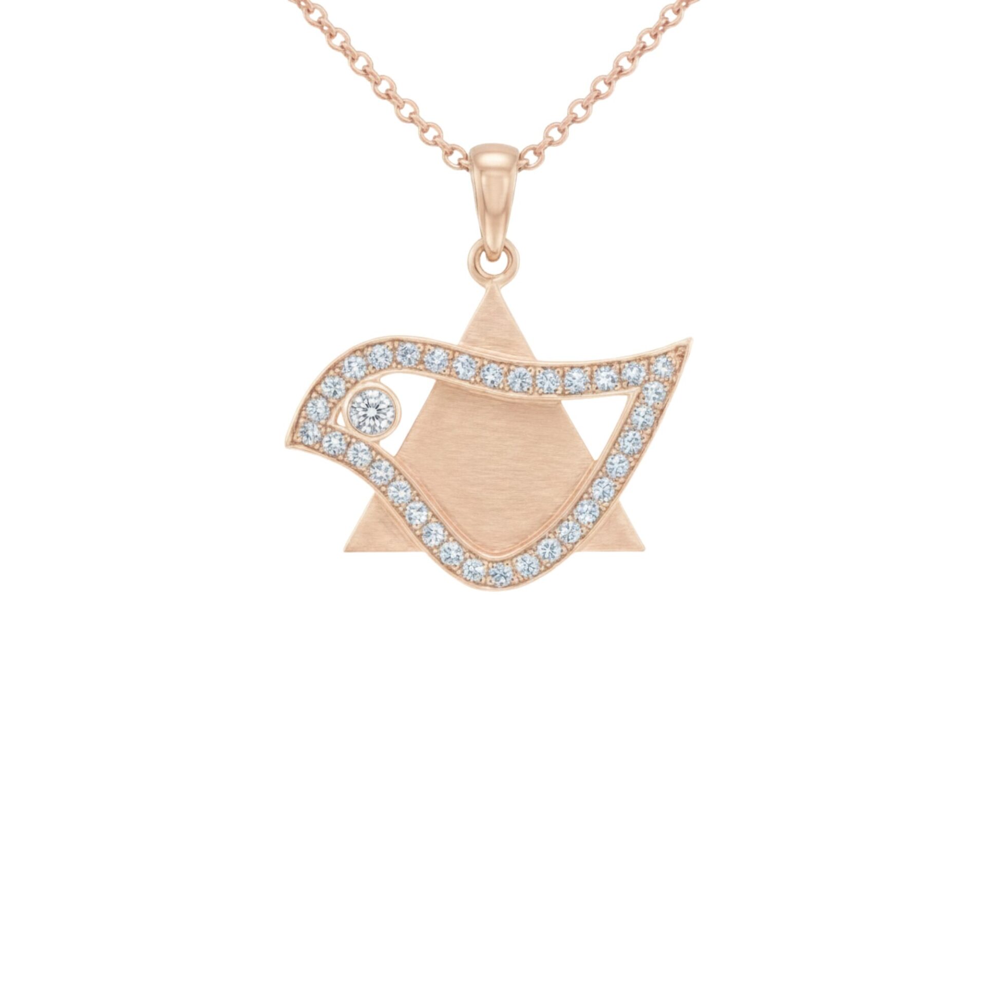 Star of David & Dove of Peace Diamond necklace - 18K Rose Gold