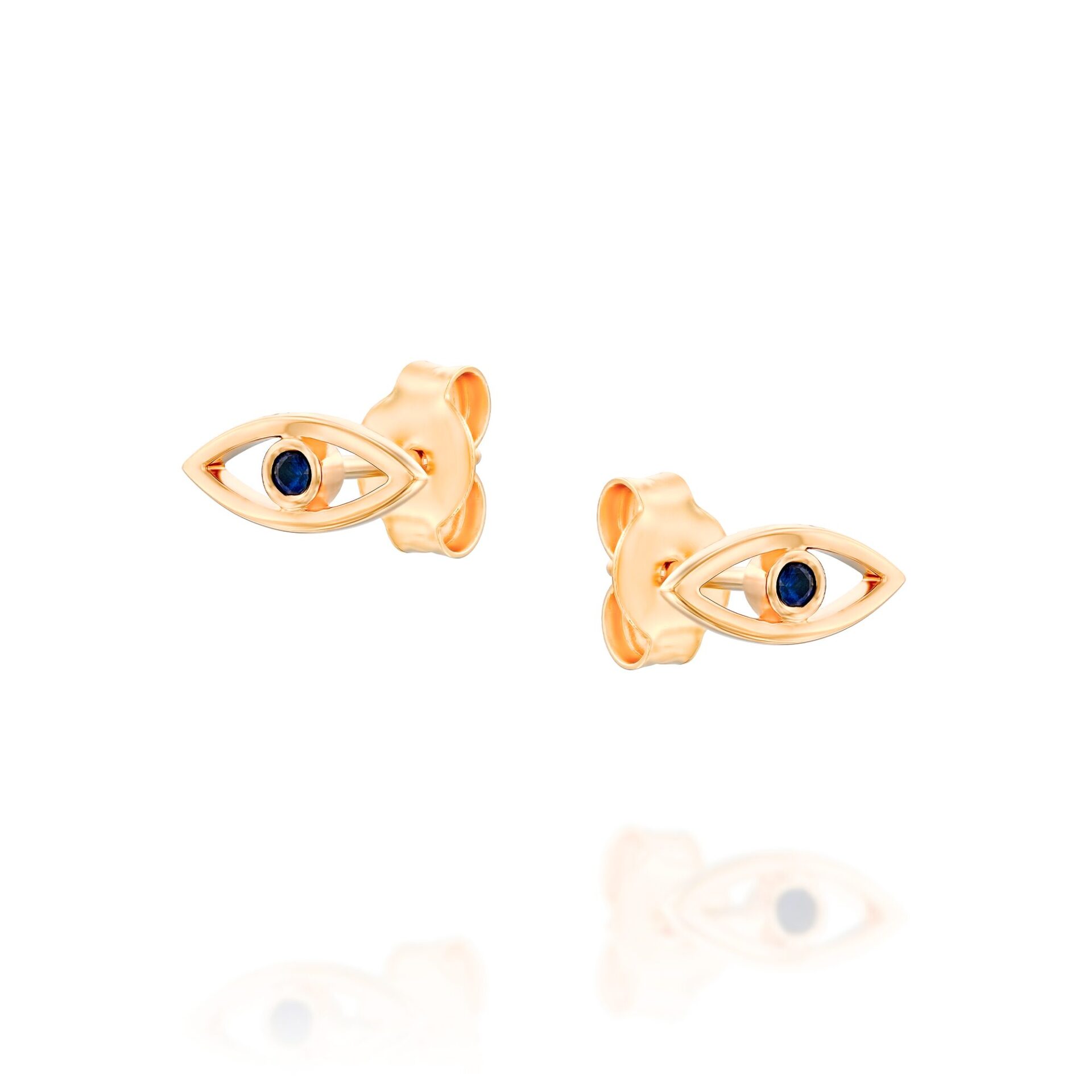 Sapphire Evil Eye Earrings - 18K Rose Gold