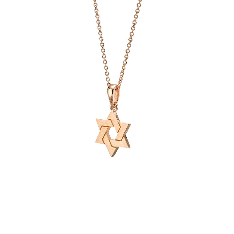 Basic 18K Gold Star of David Necklace - Minimalist Jewish Necklace - 18K Rose Gold