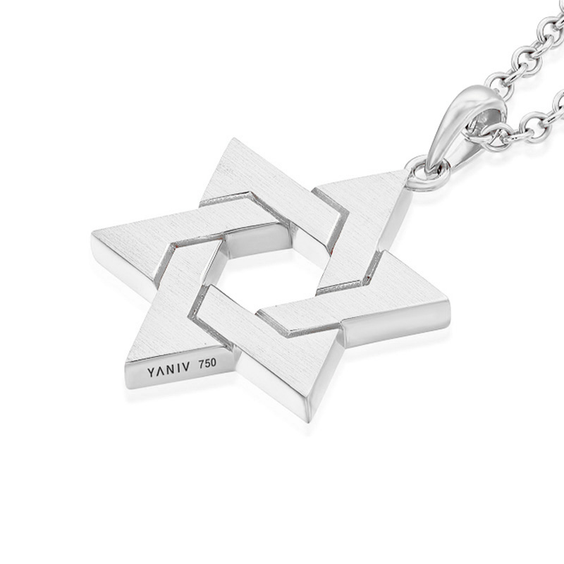 18K White Gold Classic Star of David Pendant Size D