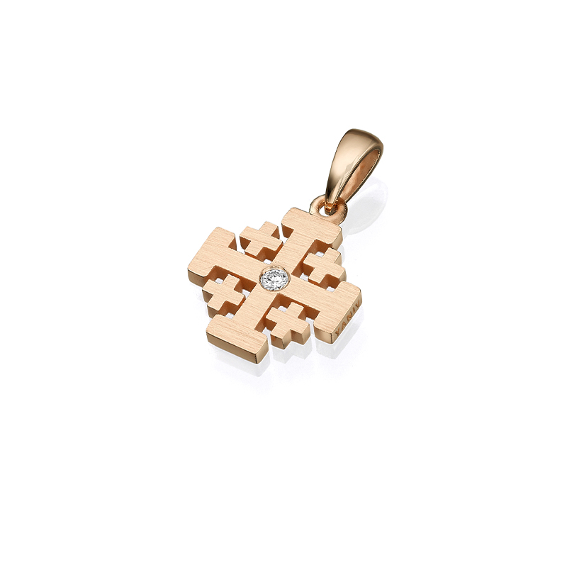 Jerusalem cross necklace - 18K Rose Gold