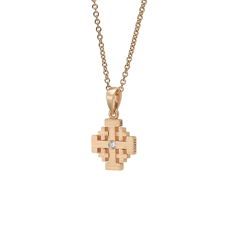 18K White Gold Jerusalem Cross Necklace - 18K Rose Gold