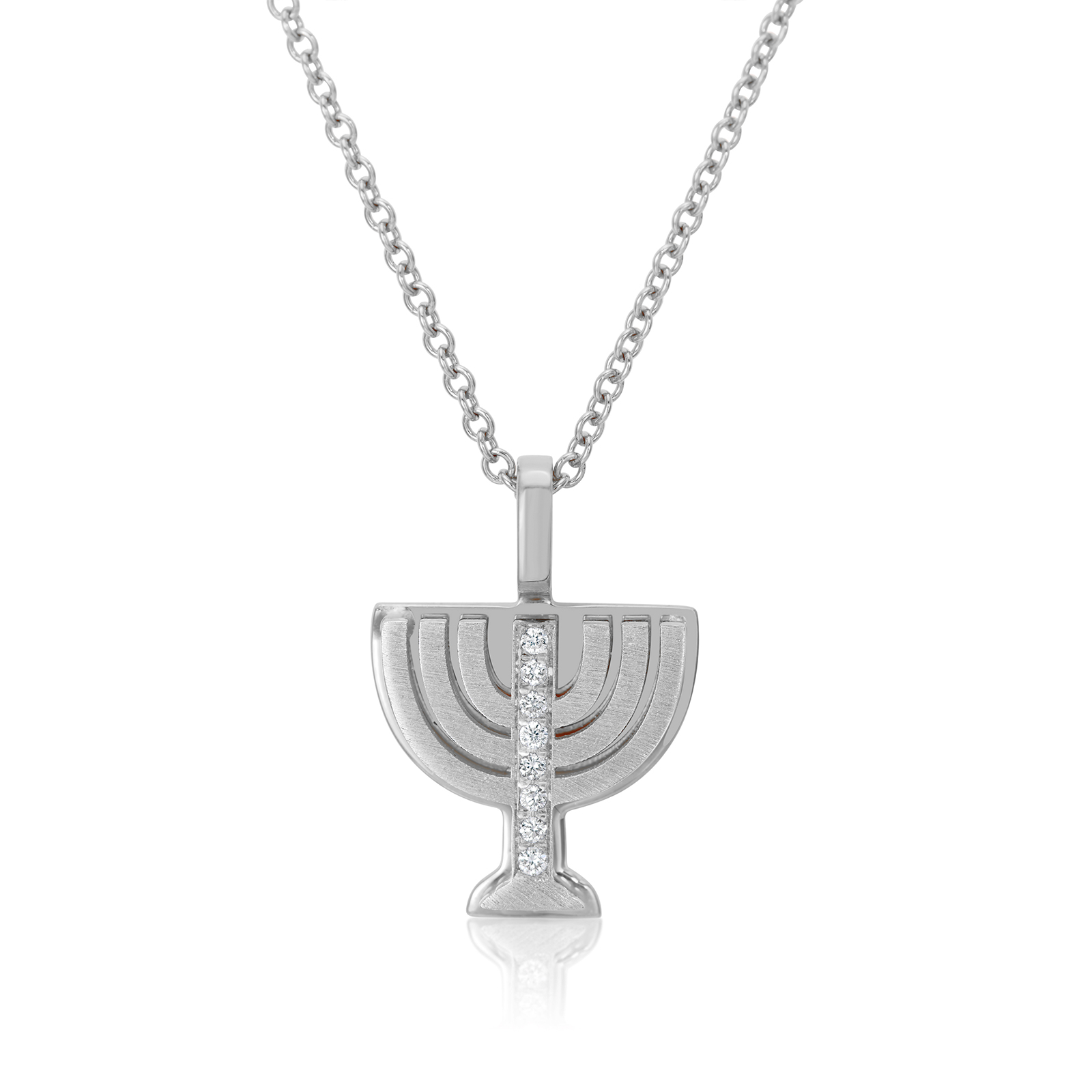 18K Gold Menorah Necklace - Double Layer Design