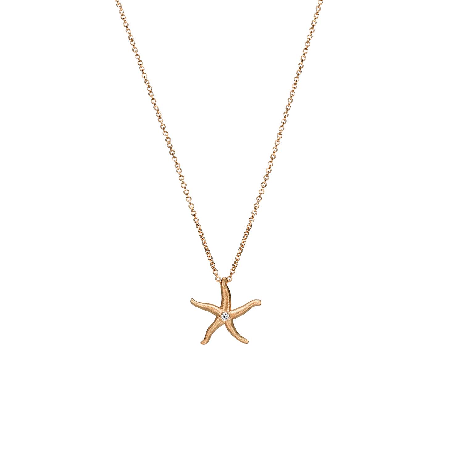 Unique Tiny Starfish Necklace in 18K White Gold - 18K Rose Gold