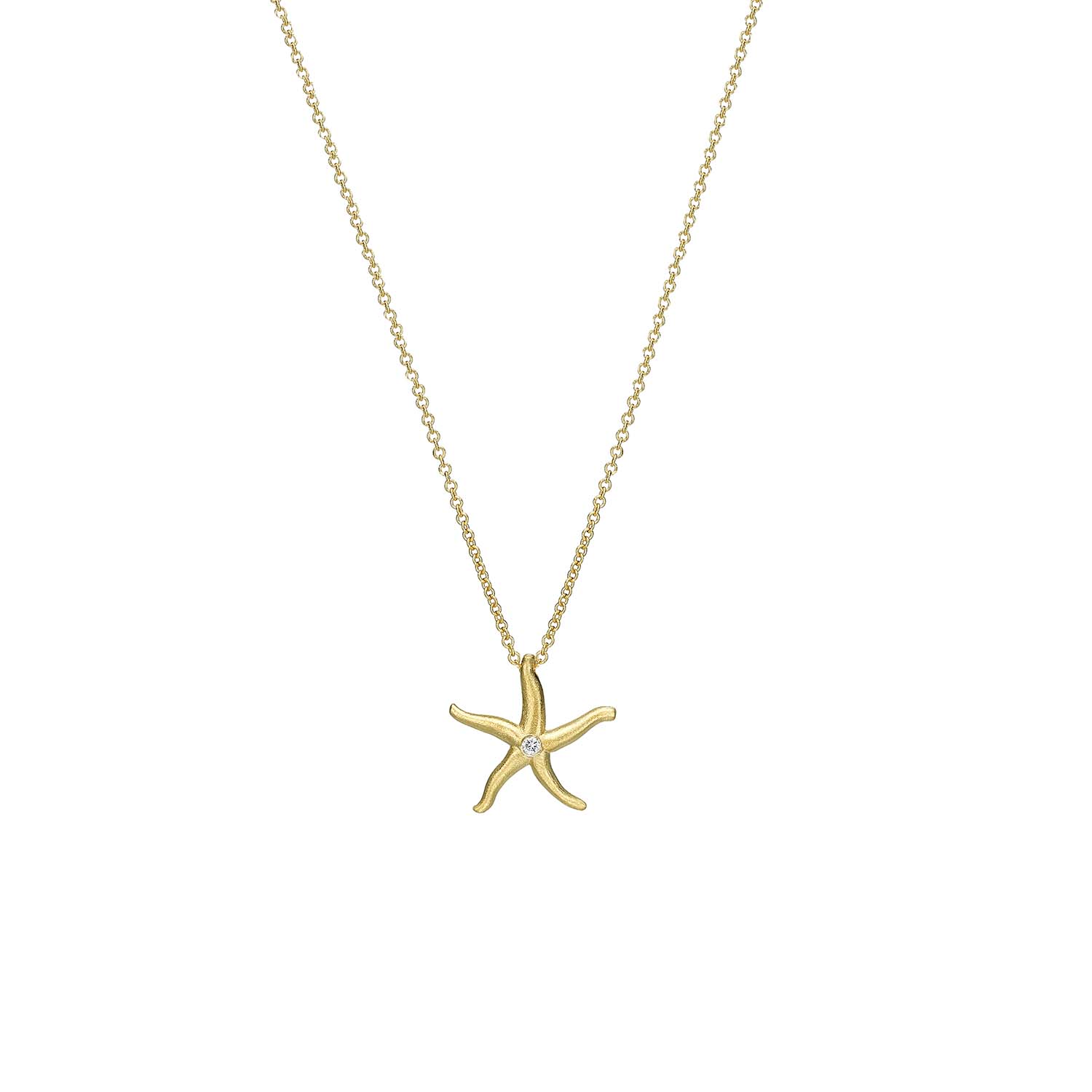 Unique Tiny Starfish Necklace in 18K White Gold - 18K Yellow Gold