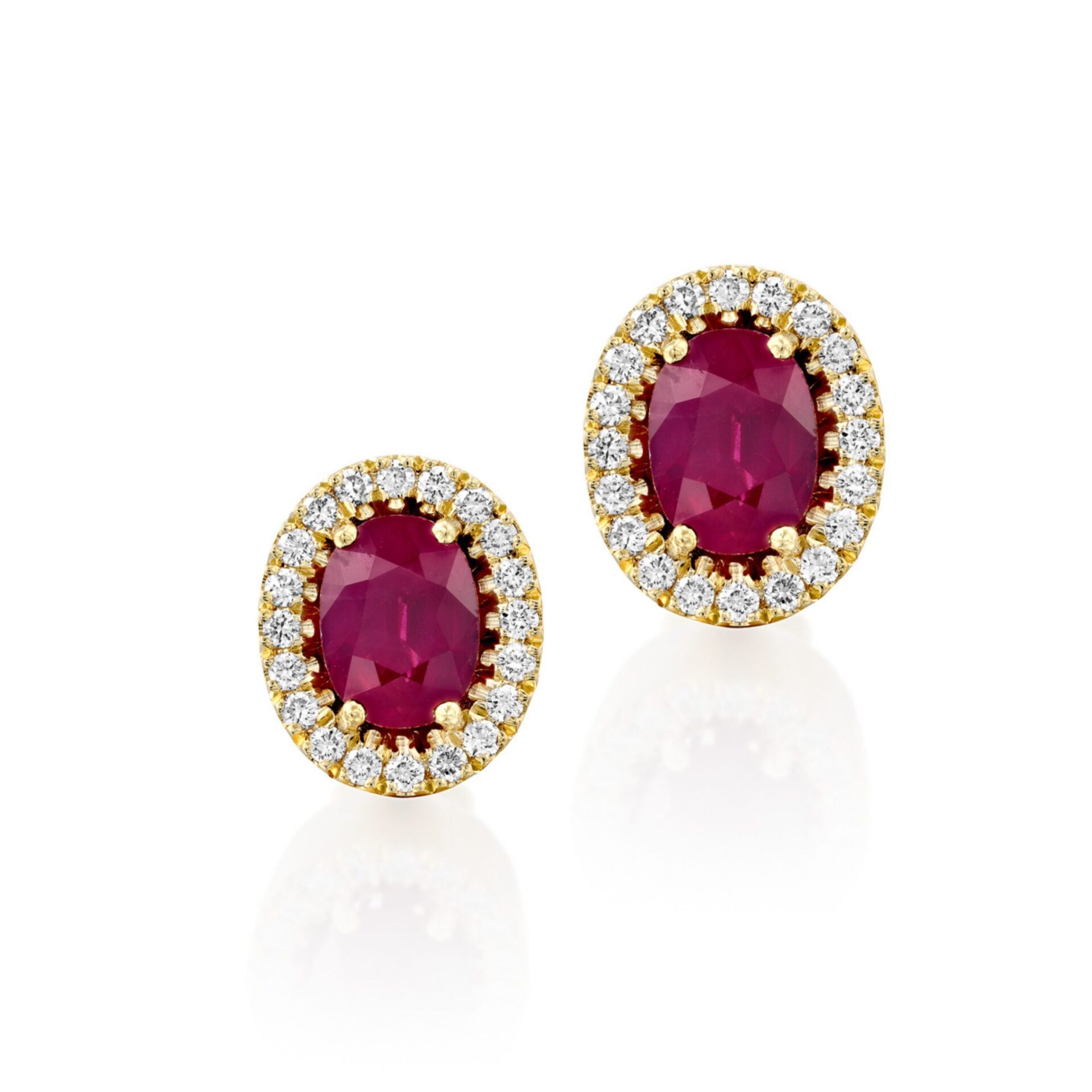 One-of-a-Kind Diamond & Ruby Earrings in 18K Yellow Gold